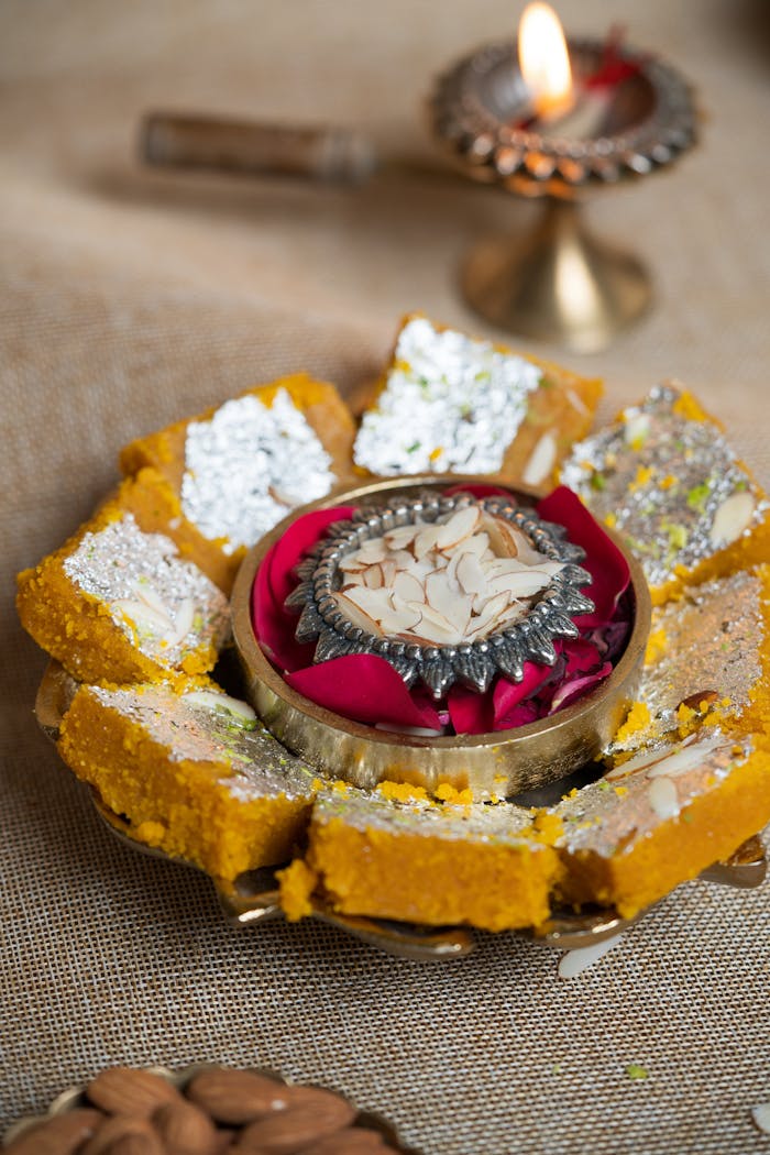 services-02 Close-up of homemade Indian sweets on a decorative plate, perfect for festive occasions.